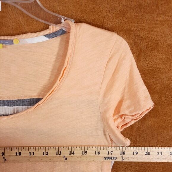 Little Yellow Button ANTHROPOLOGIE Womens Top Small Pastel Orange Stripe - Picture 4 of 7